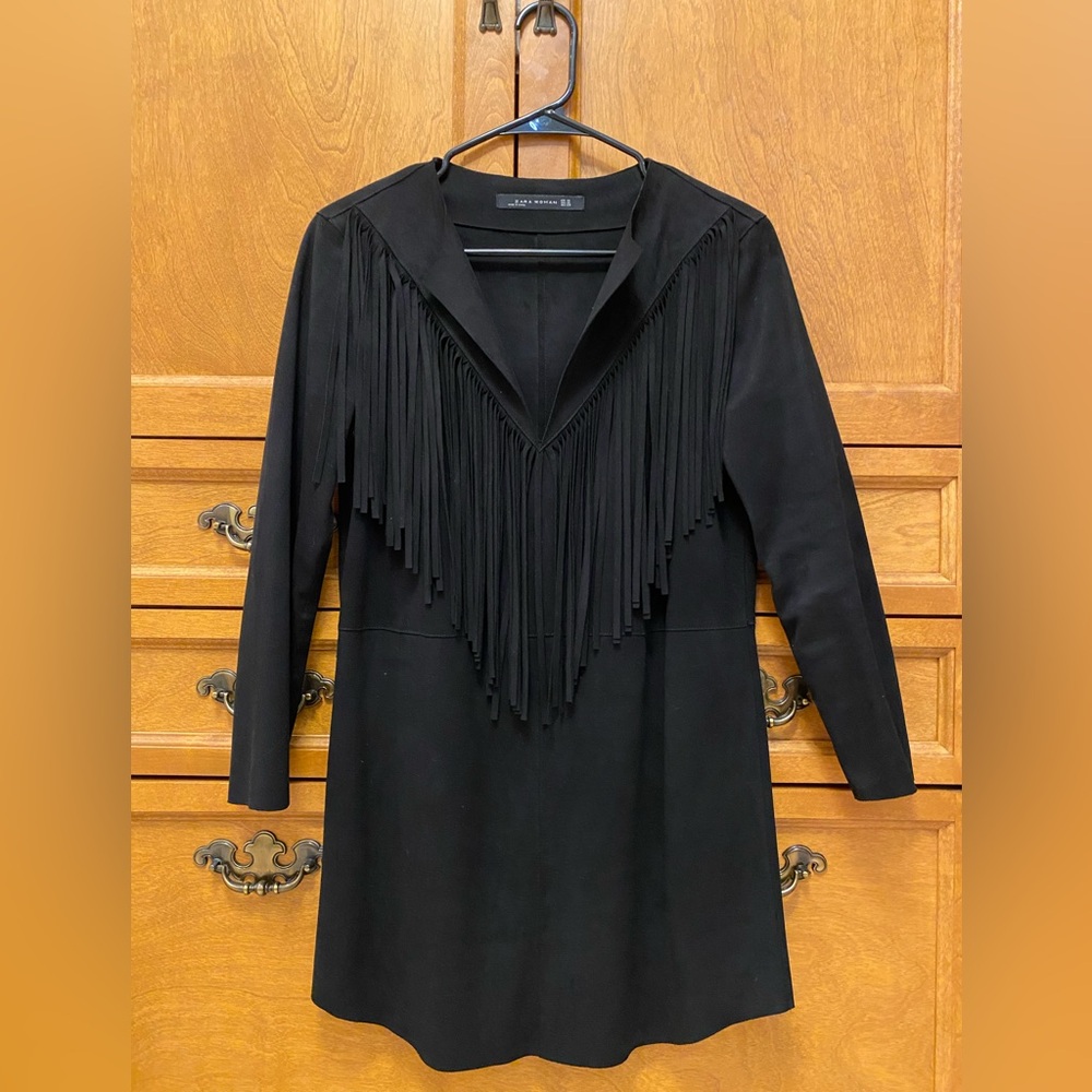 Zara faux suede fringe dress